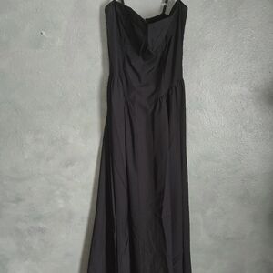 Dress - Spaghetti Strap - Flowy Skirt - Black - Midi  - Women's Size M ?